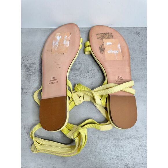 Rebecca Allen The Flat Two Strap Sandals Size 7 Citron Yellow Open Toe - Picture 8 of 8